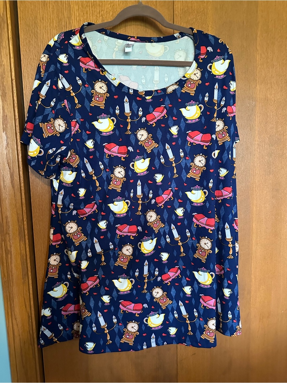 Women's Navy Blue Short Sleeve Tee with Storybook Character Print